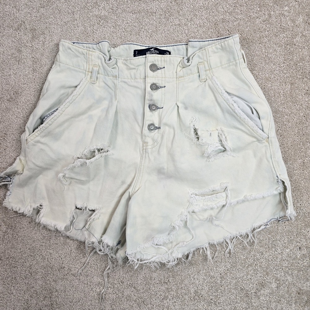 Hollister Shorts Womens 28 Curvy‎ Ultra High-Rise Mom Short 3 Distressed Denim